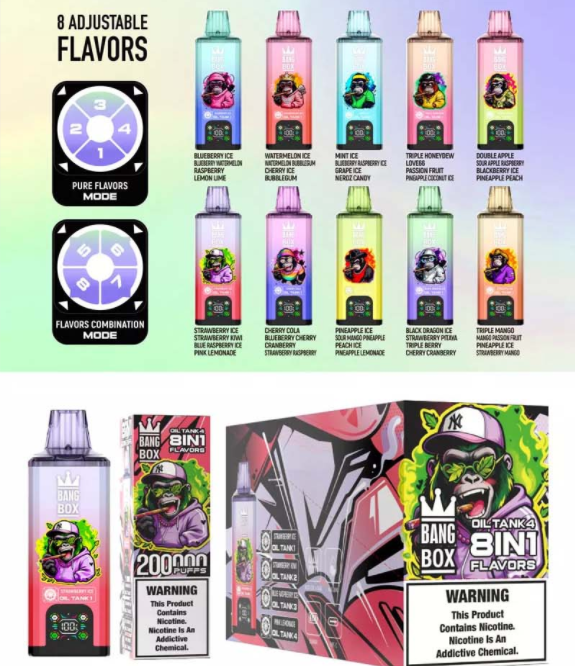 【New Arrive】Bang Box 200K 8-in-1 | 200000 Puffs 8-Flavor Vape Wholesale