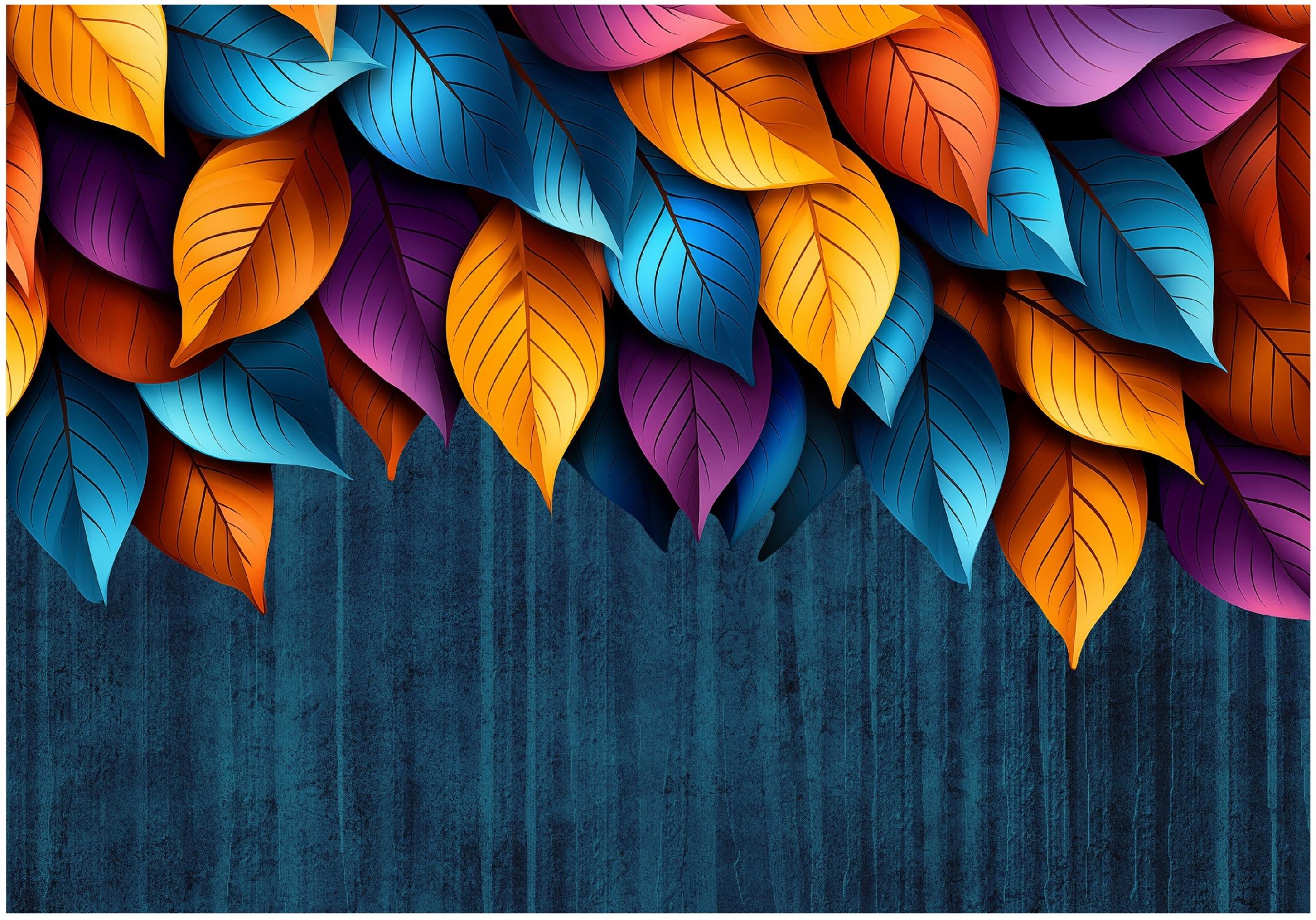 Colorful leaves wall mural for the bedroom or living room