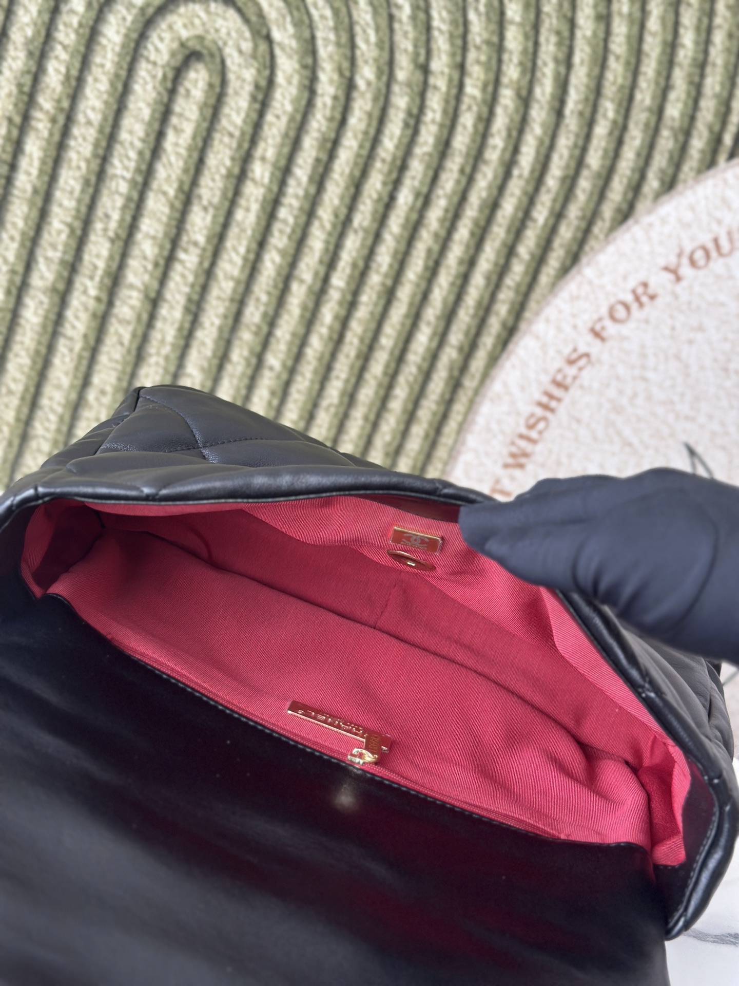 19 Black Goatskin Quilted Flap Bag with Mixed Metal Hardware - Mocuir