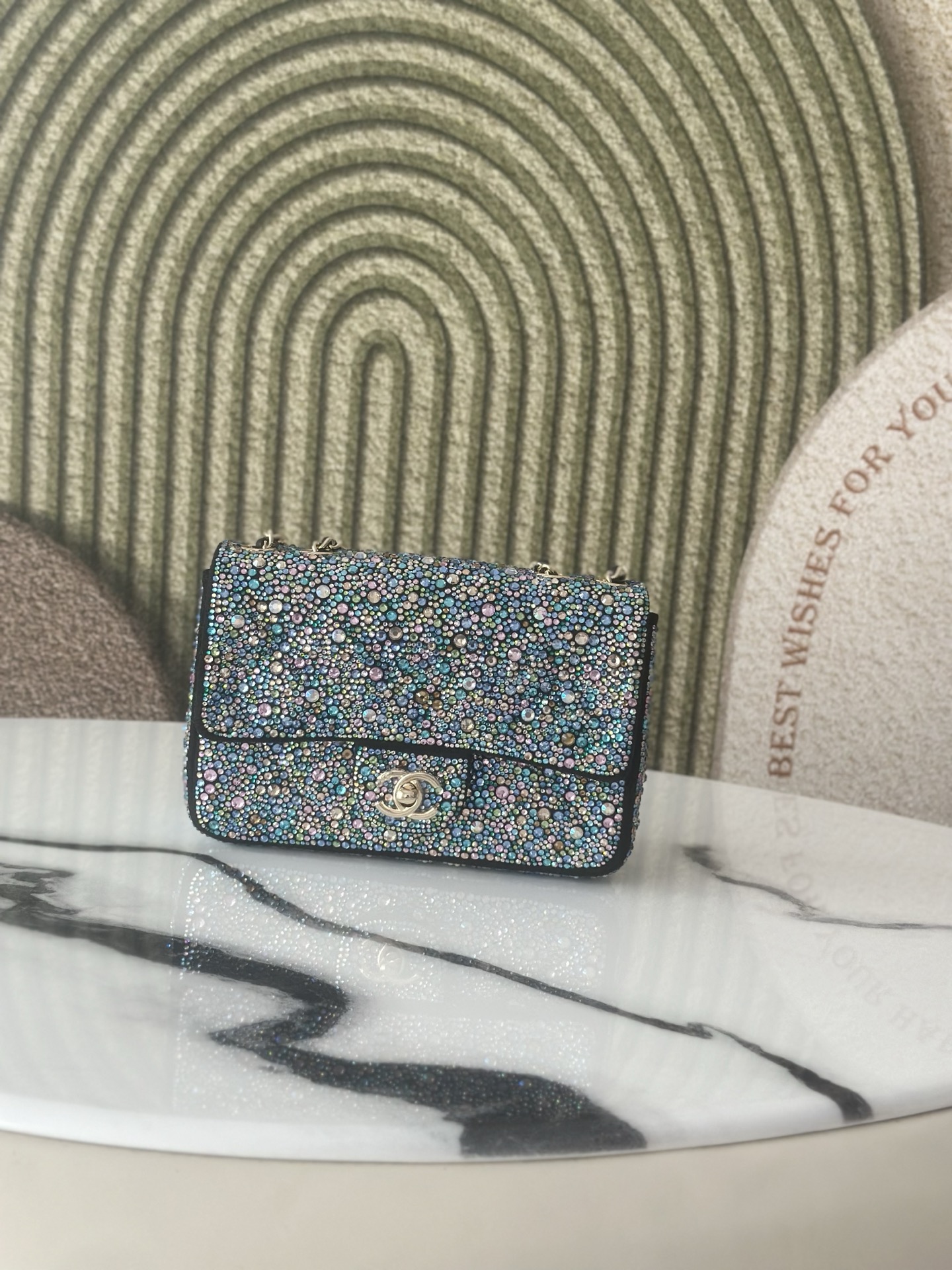 22C Classic Flap Mini Bag in Multicolor Strass Crystal (Gold Hardware) - Mocuir