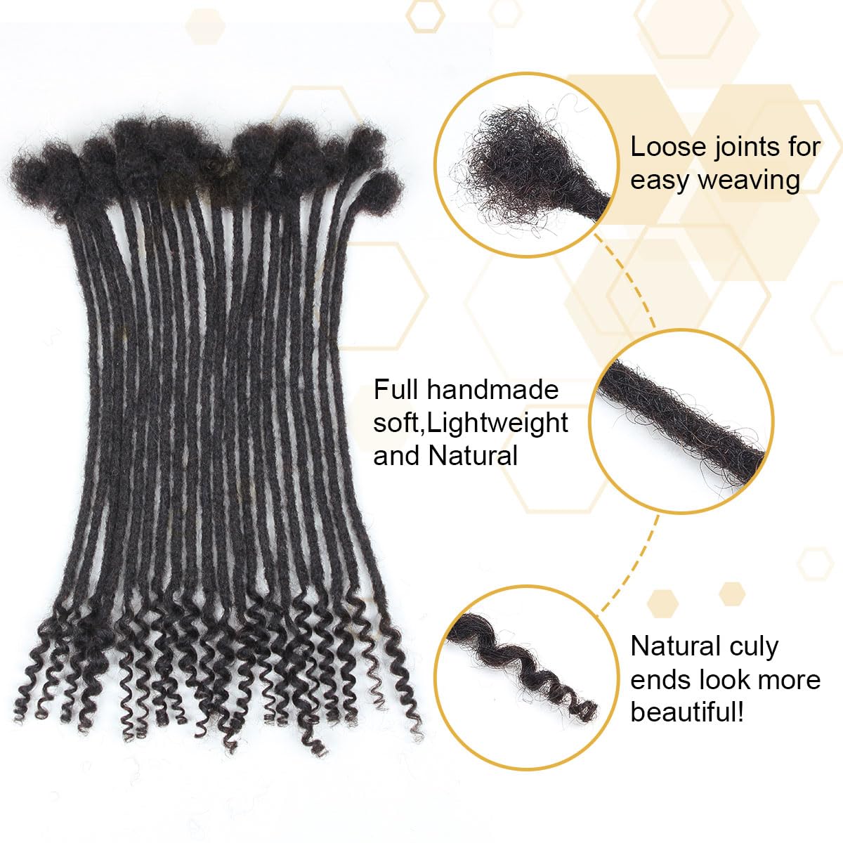 12 inch 30 Strands Loc Extensions Human Hair Curly Ends 0.4cm Width Dreadlock Extensions， 100% Permanent Human Hair Loc Extension with Curly Ends Natural Black Curly Locs
