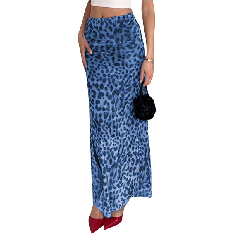 Women's Y2K Leopard Skirt High Waisted Maxi Skirt