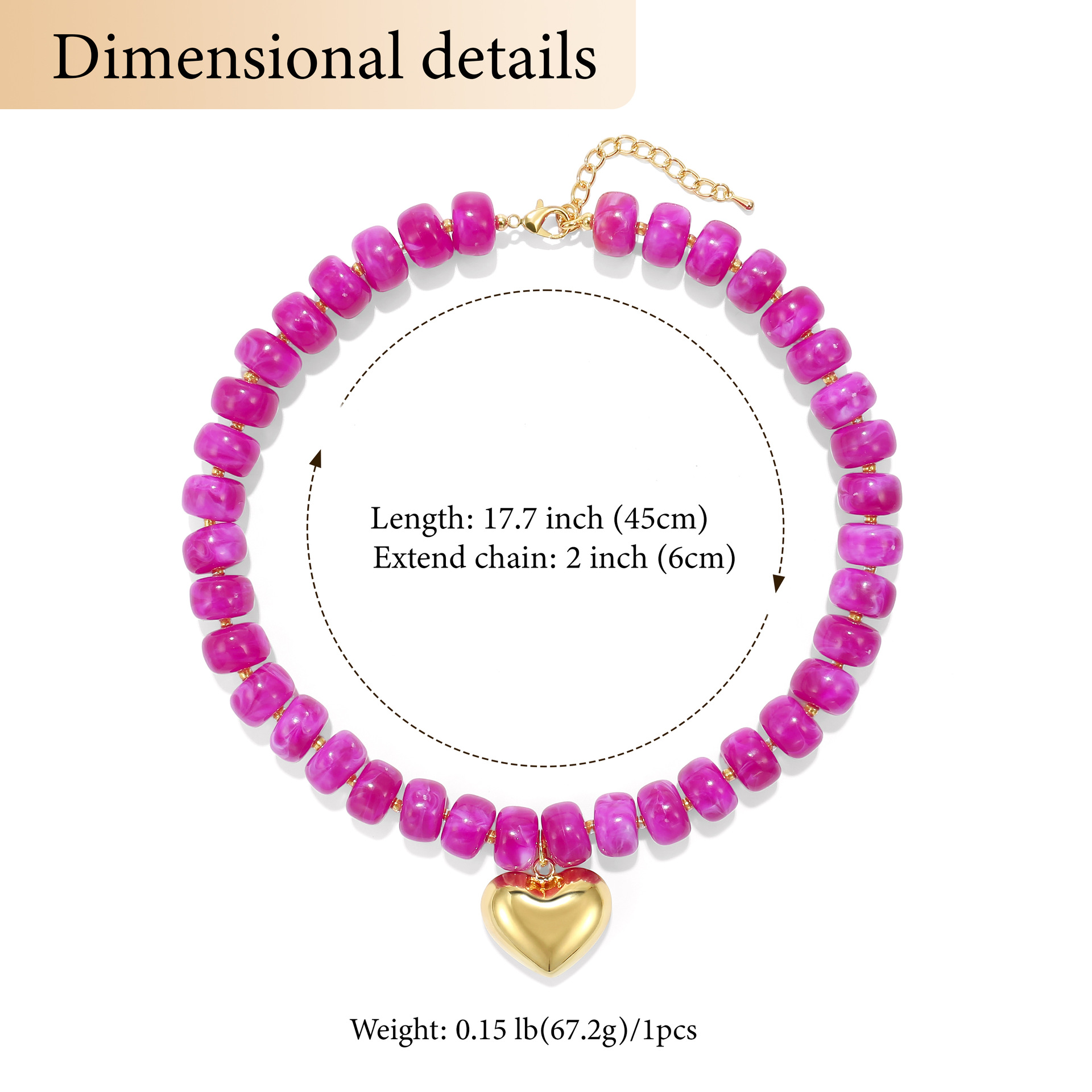 New colorful beaded love necklace fashion trend commuter everyday ladies Joker clavicle chain