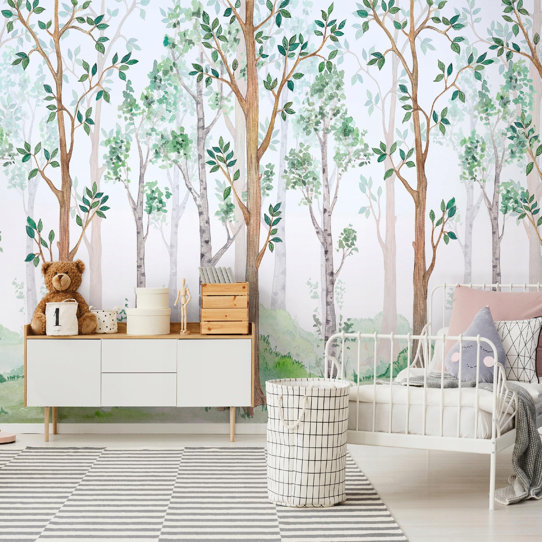 Forest wall mural for children, wallpaper for children's room, non-woven fabric, 400x280