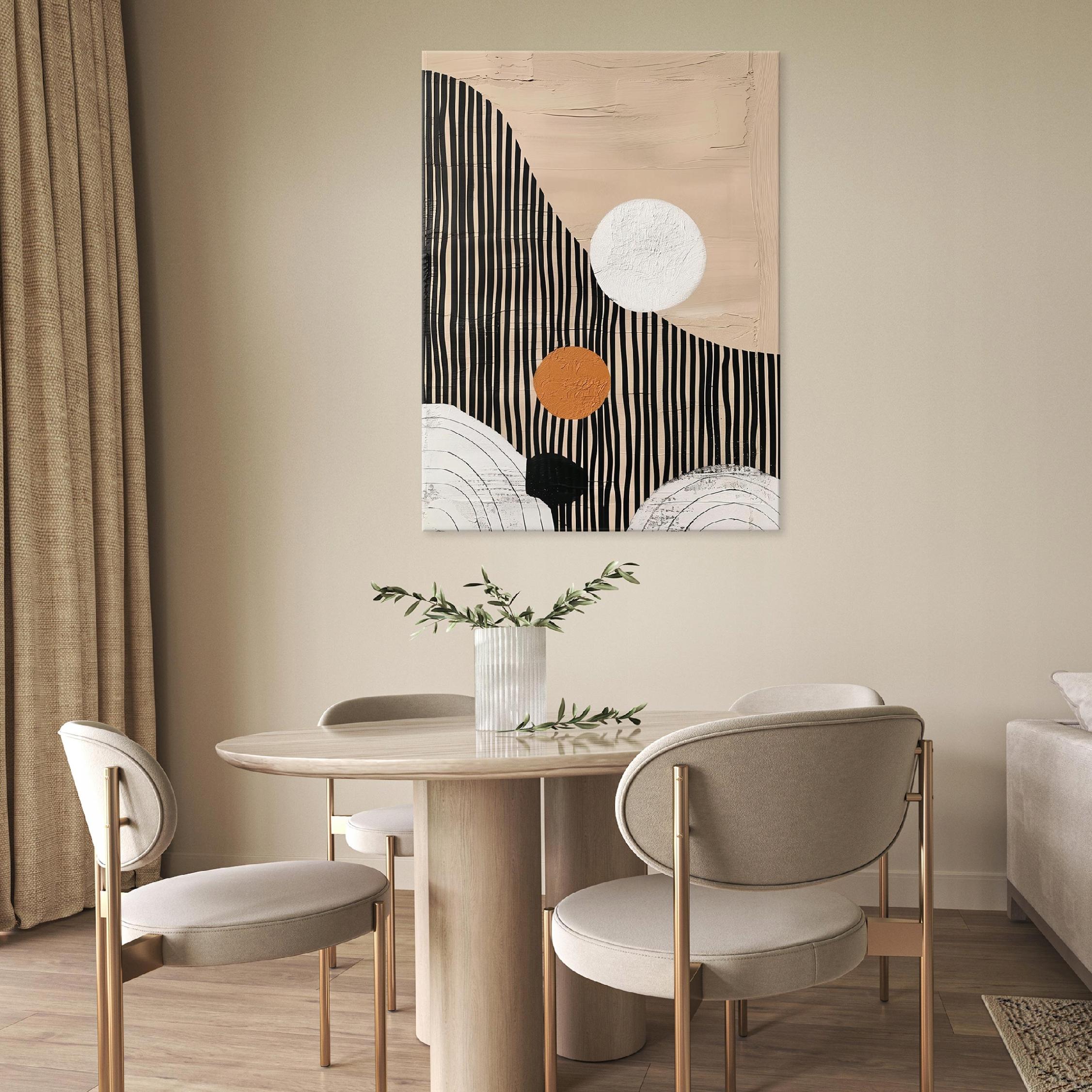 Boho abstract brown canvas wall art for bedroom or living room, 40x30