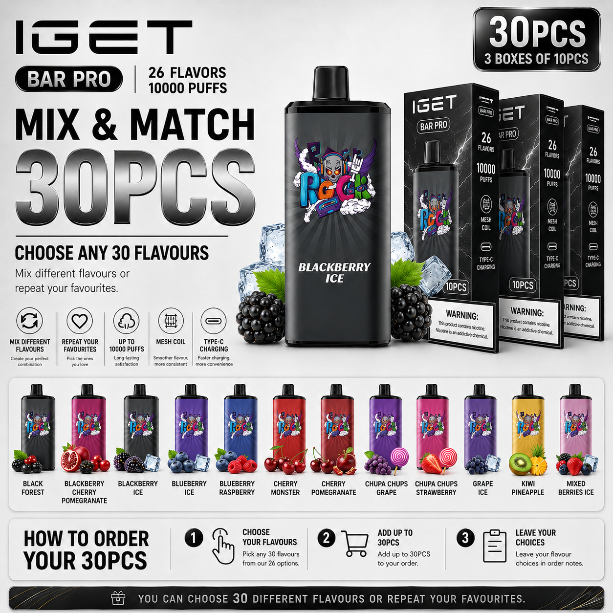 IGET BAR PRO 10000 Puffs 30 Units wholesale main image