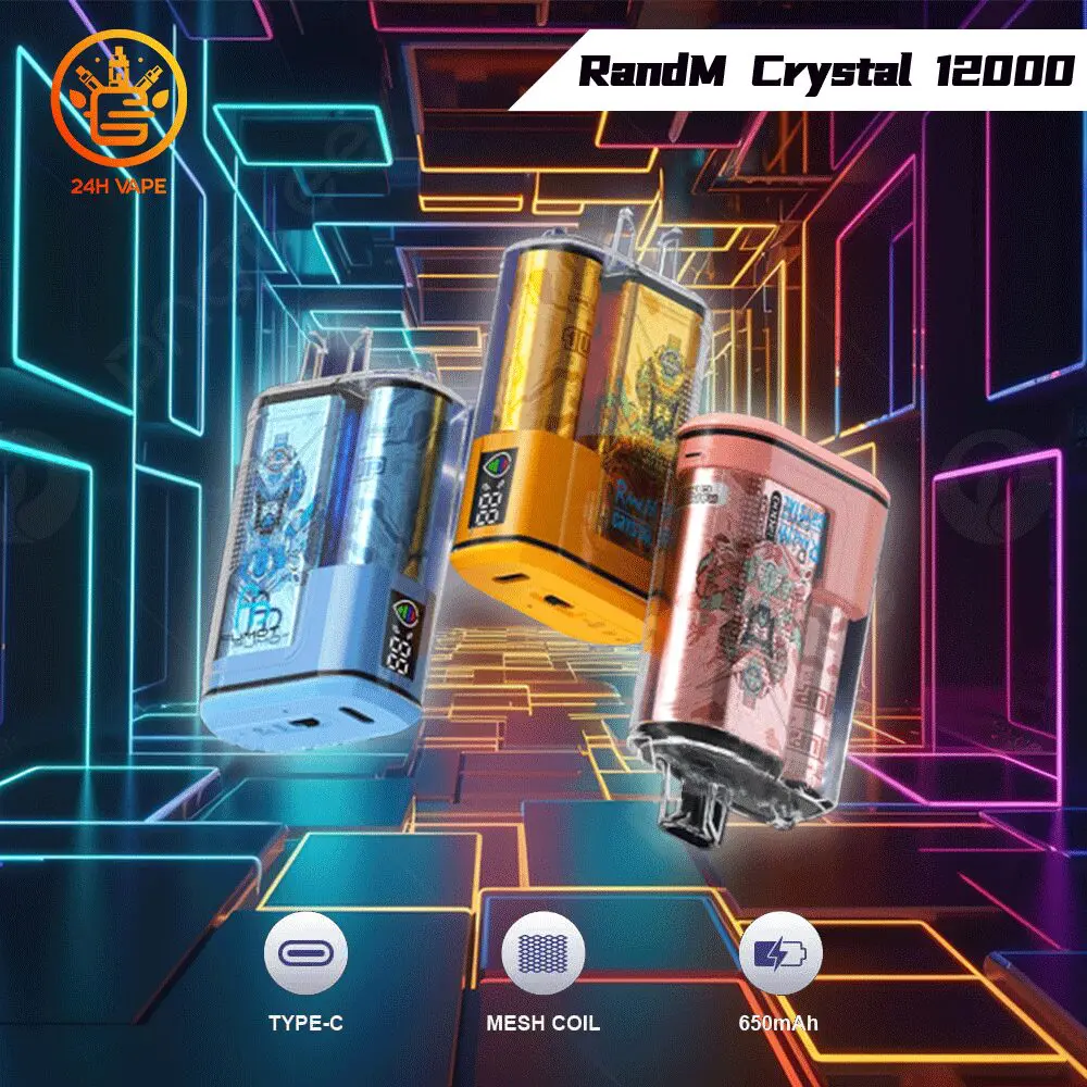 （3 pieces）RandM Crystal 12000 Puffs Hot Seller LED Display Disposable Vape