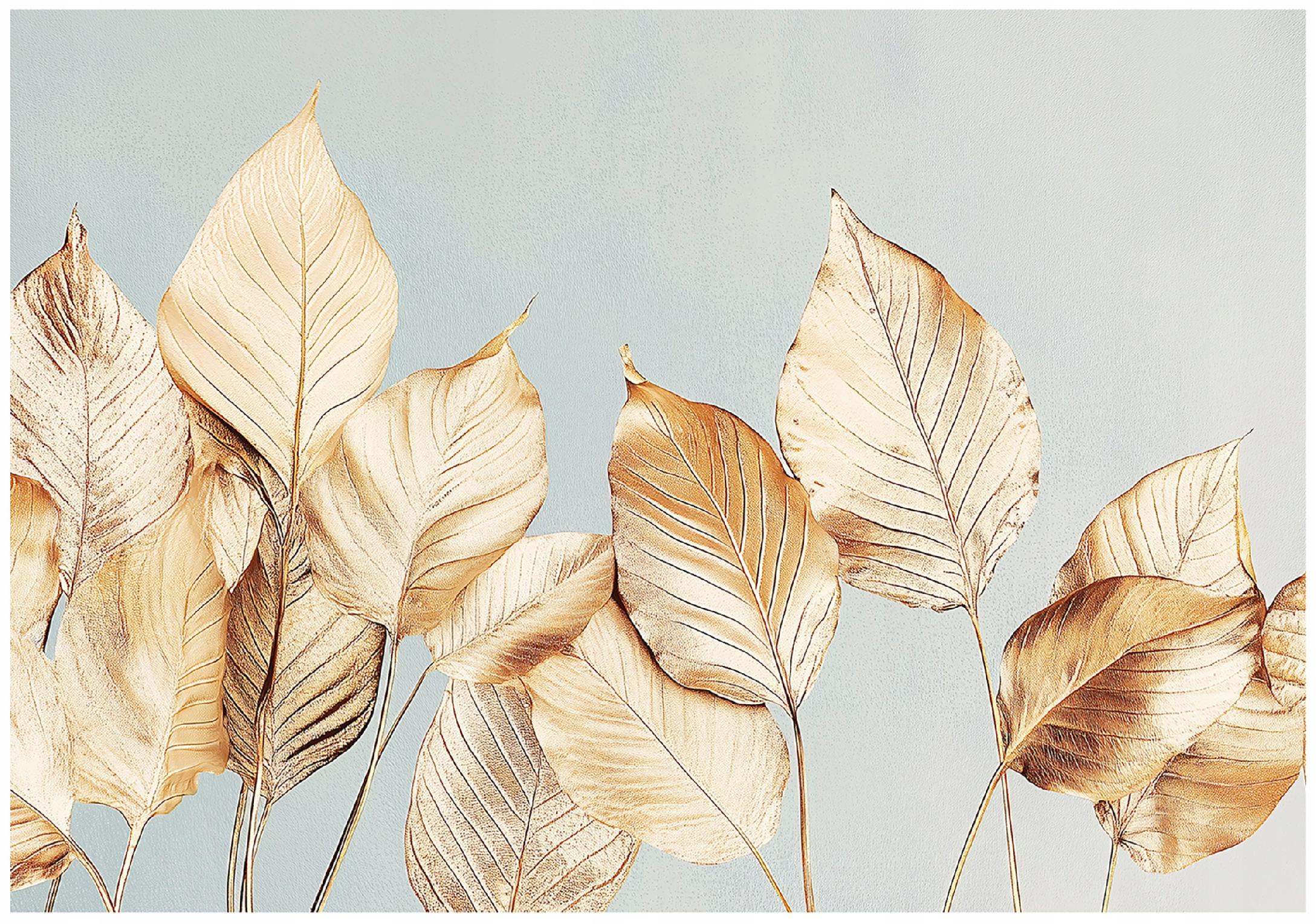 Wall mural leaves gold abstraction bedroom living room wallpaper non-woven