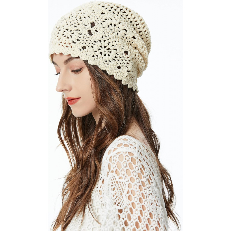 Women's Cotton Crochet Slouchy Beanie Hat