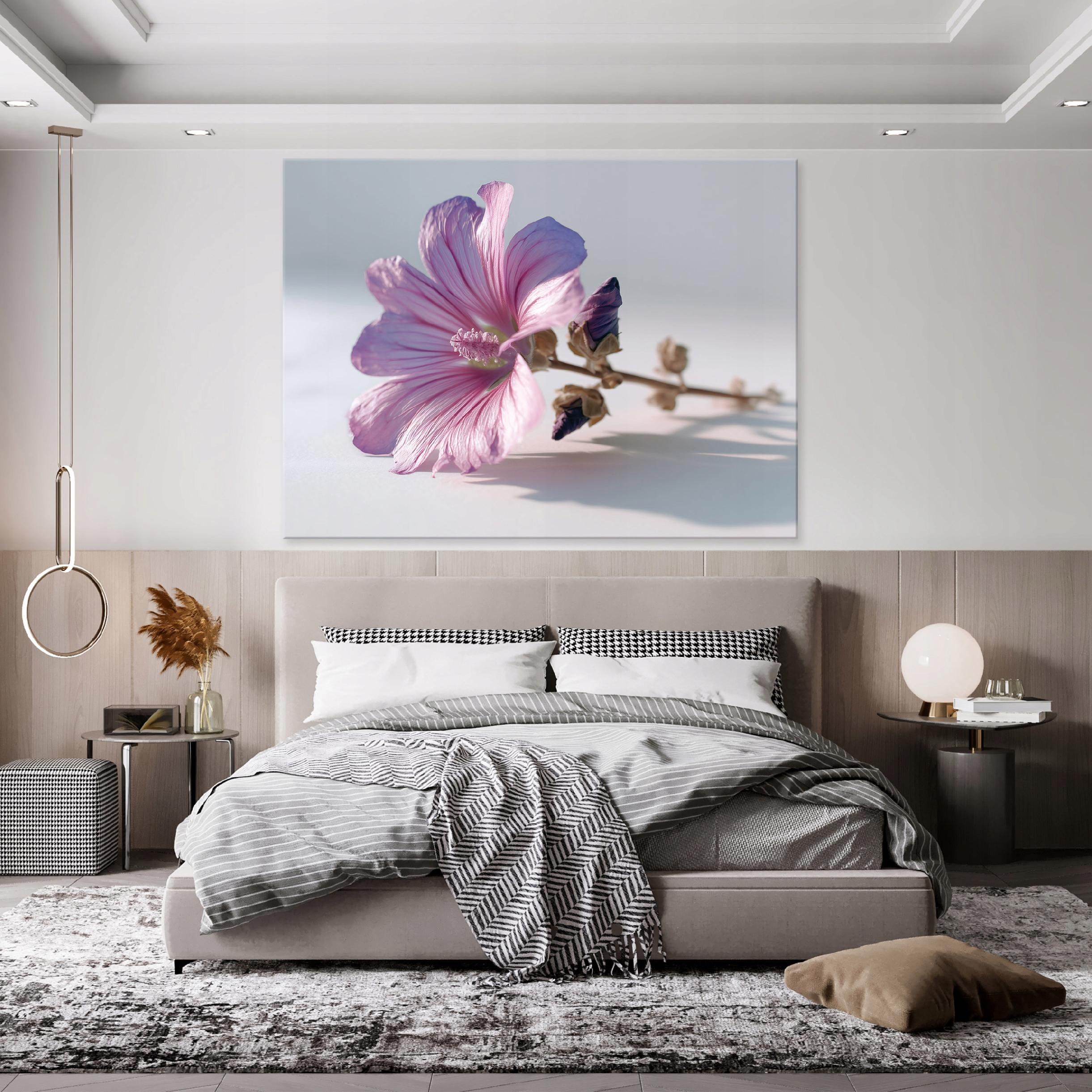Pink flowers nature painting for bedroom or living room on canvas, 40x30