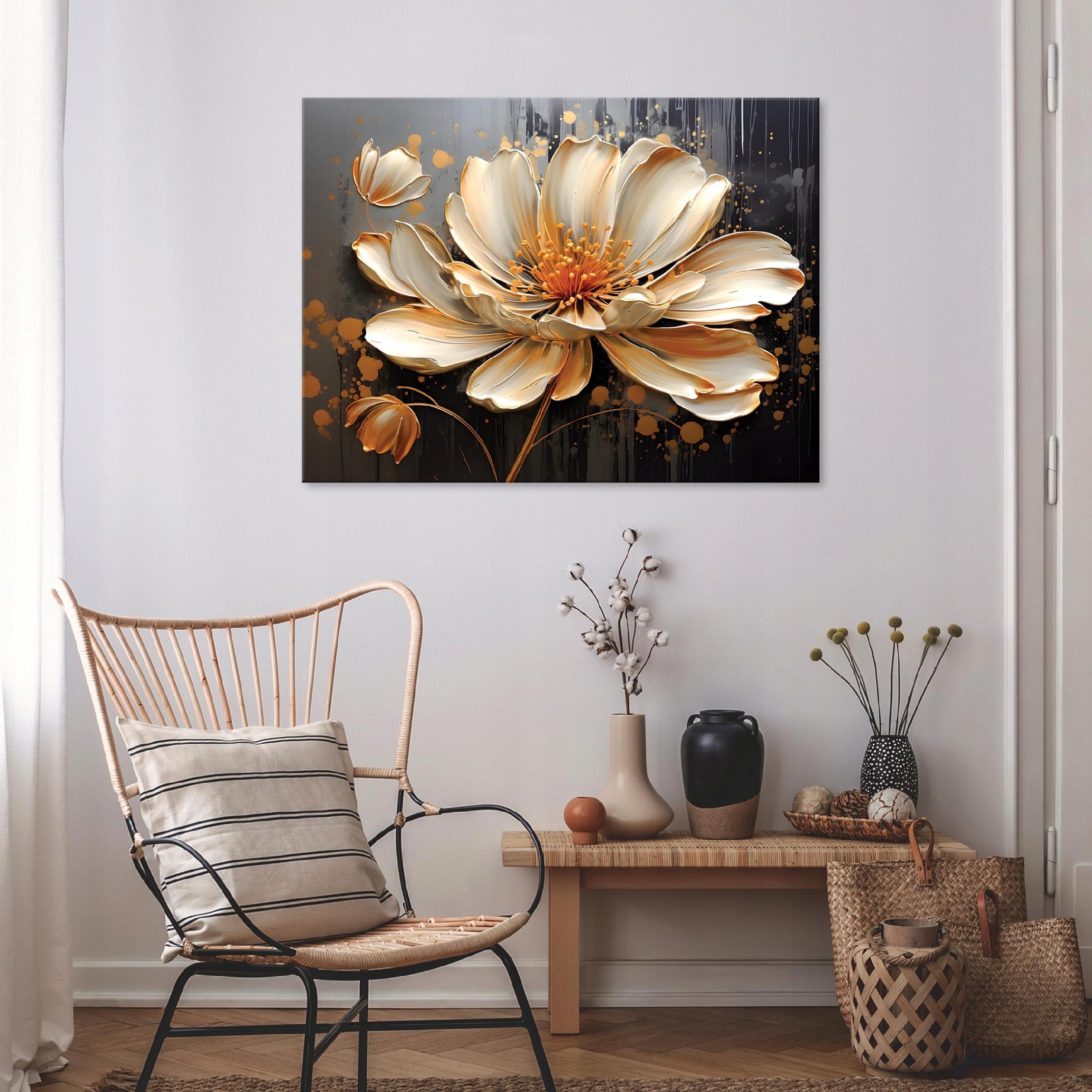 Abstract 3D lily flower painting on canvas for bedroom or living room wall, 60x40