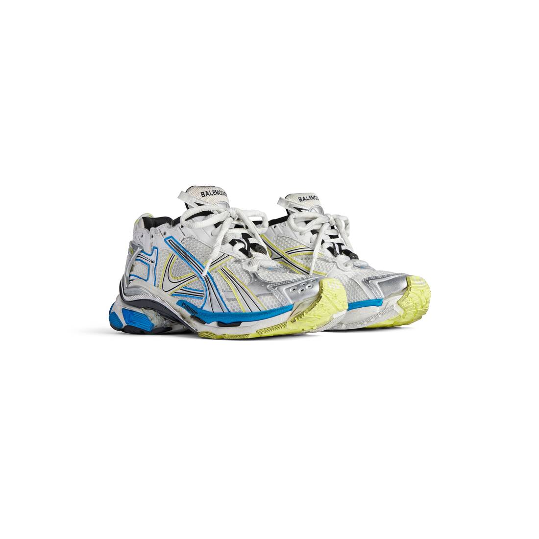 Mens Runner Sneaker in White/yellow/blue