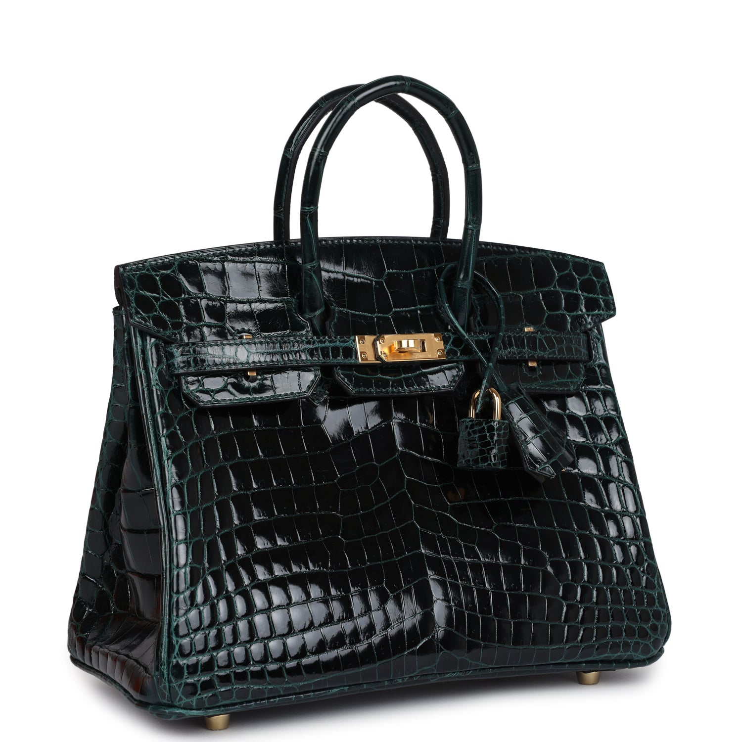 Birkin 25 Vert Cypress Shiny Niloticus Crocodile Gold Hardware