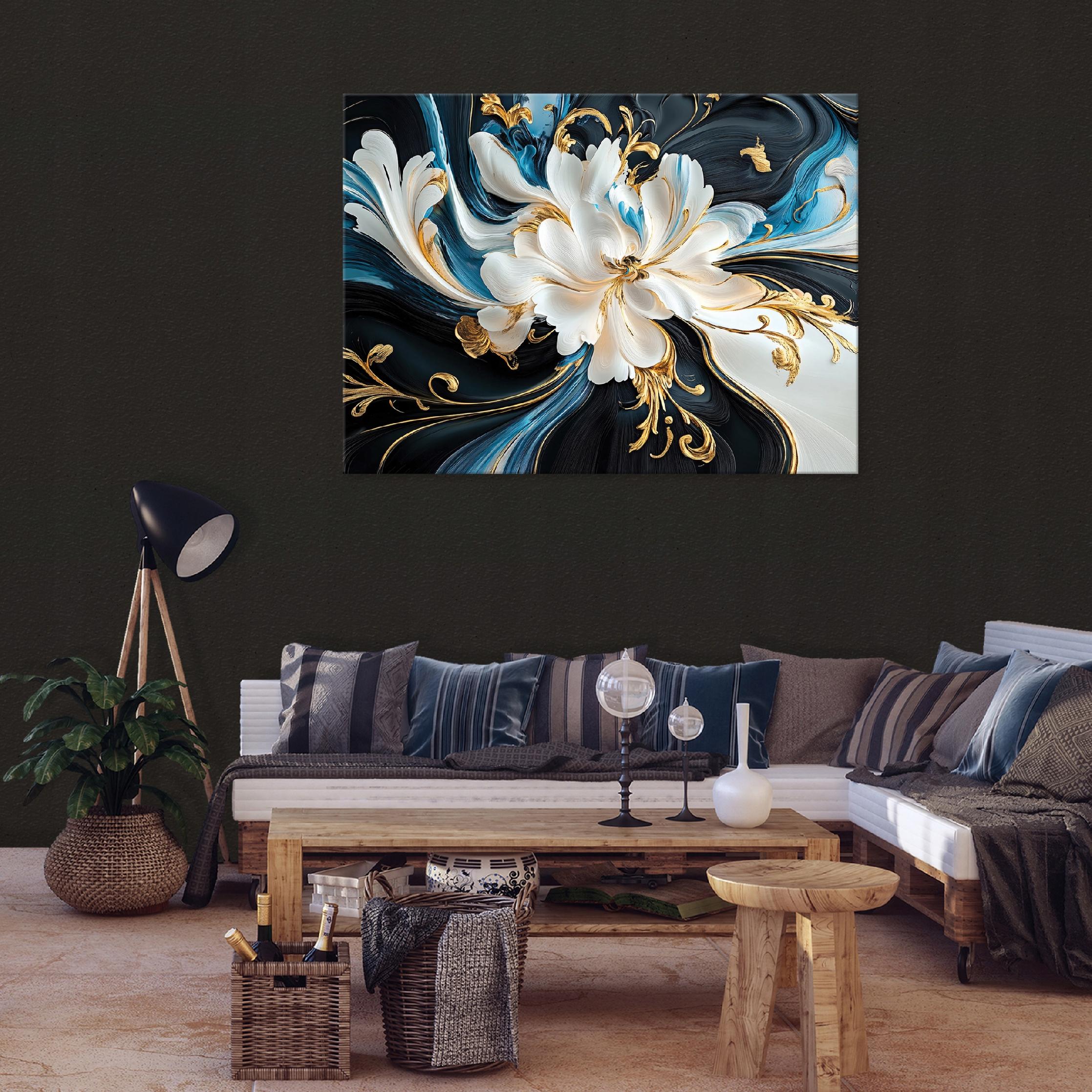 Painting for the bedroom, living room, or kitchen; abstract flowers on canvas; wall art; 40x30