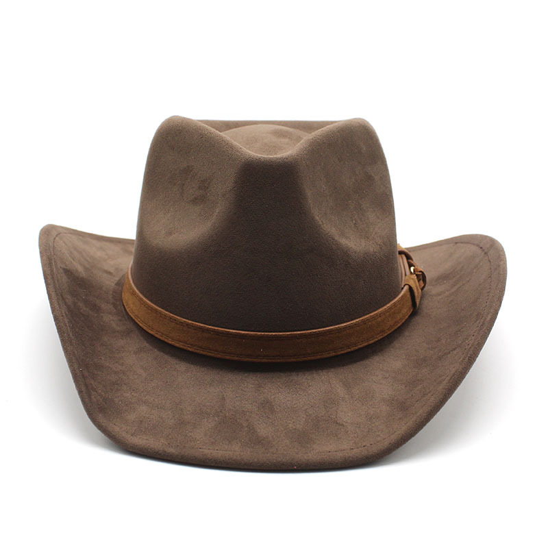 Men's Western Buckled Band Wide Brim Suede Cowboy Hat