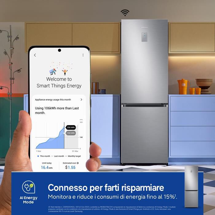 SAMSUNG - Frigorifero combinato RB34C775CS9/EF ClasseC 344lt-METAL INOX