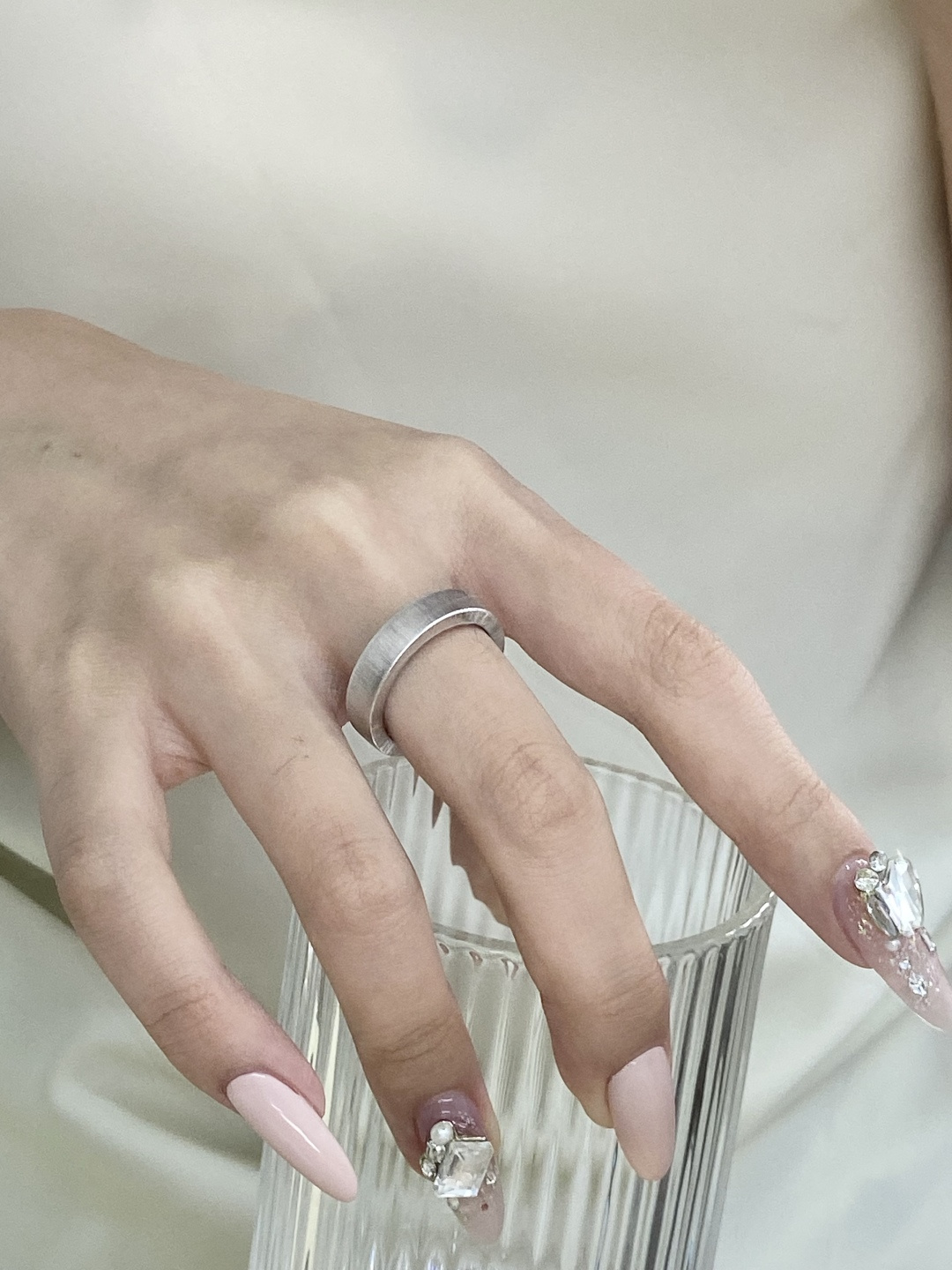 Matte silk wide plain ring