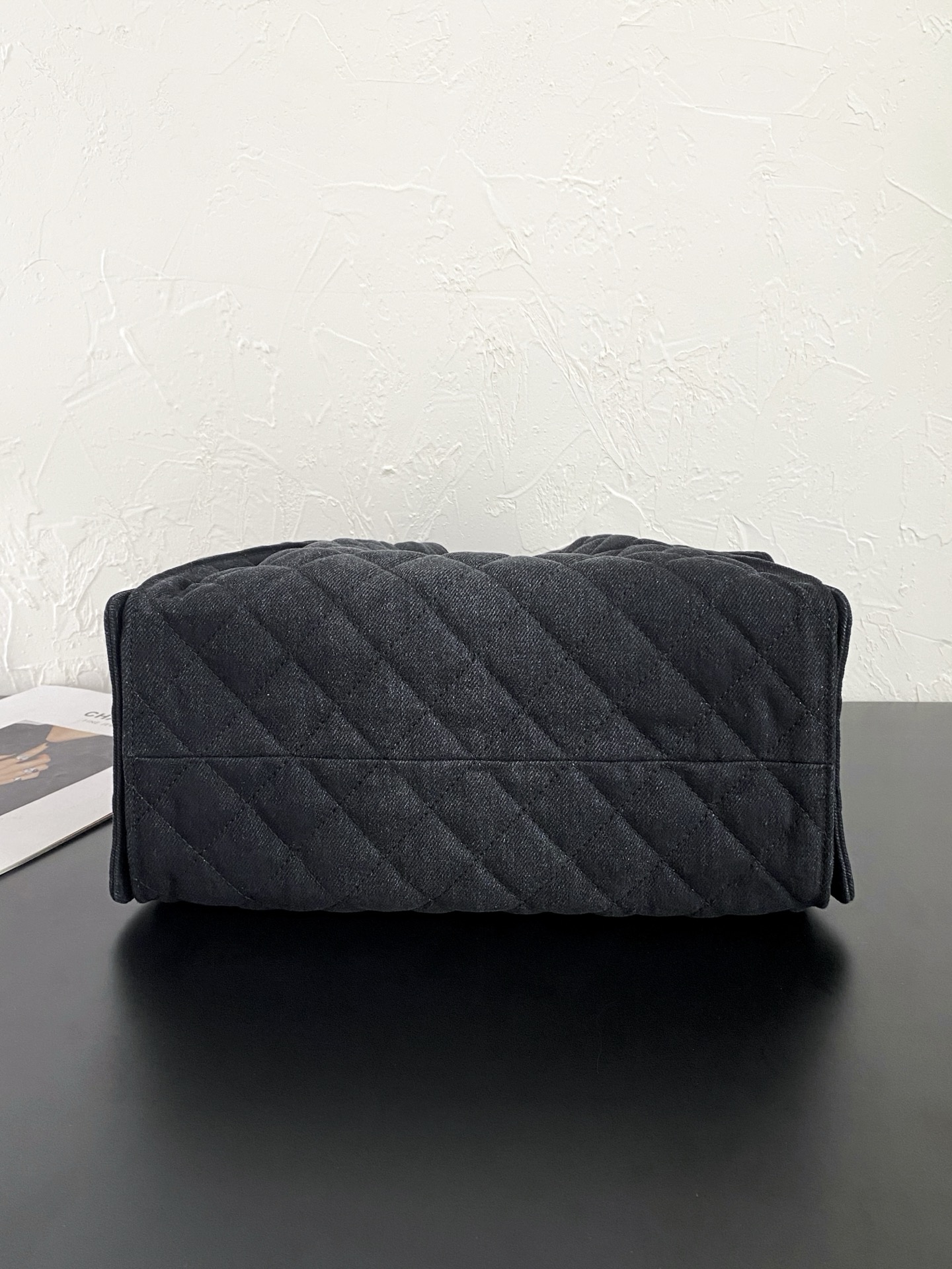 25C Small Hobo Bag in Black Washed Denim with Antique Gold Hardware (Model AS5293) - Mocuir