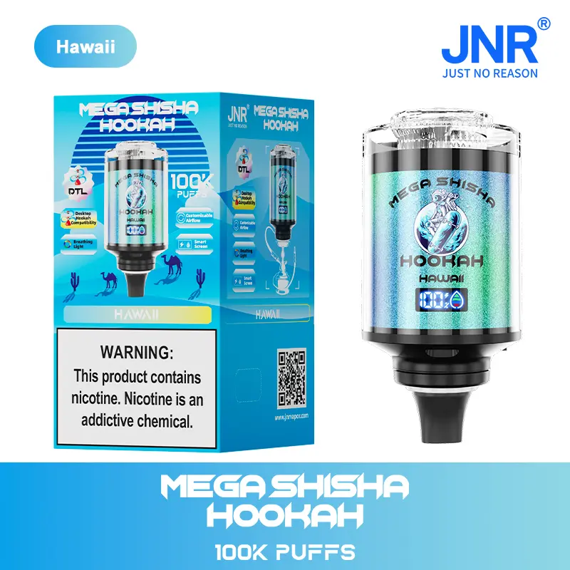 （3 pieces）JNR Mega Shisha Hookah 100000 100K Puffs Large Capacity LED Display Disposable Vape