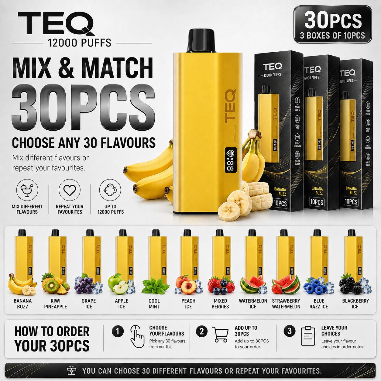 TEQ 12000 Puffs 30 Units wholesale main image