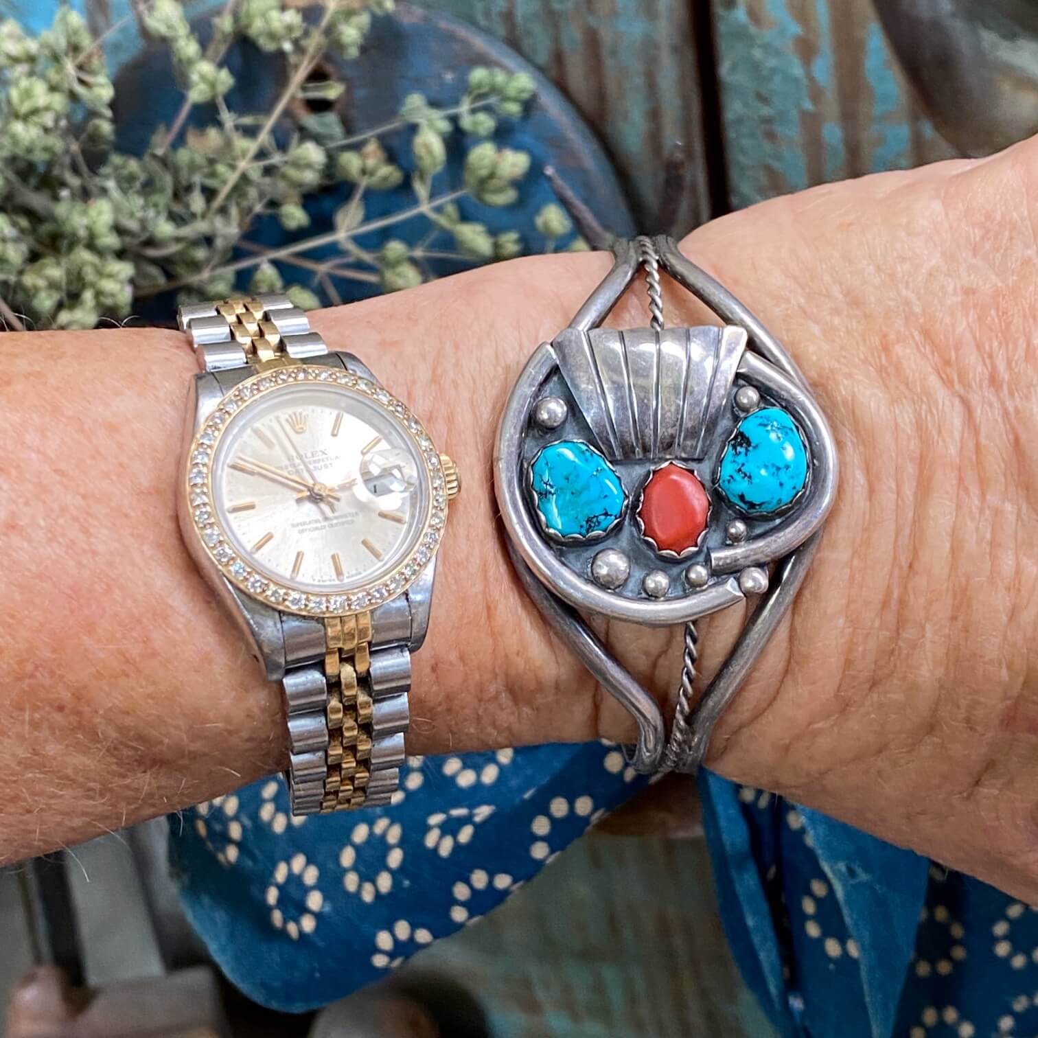 Navajo Sterling Silver Cuff Bracelet Turquoise
