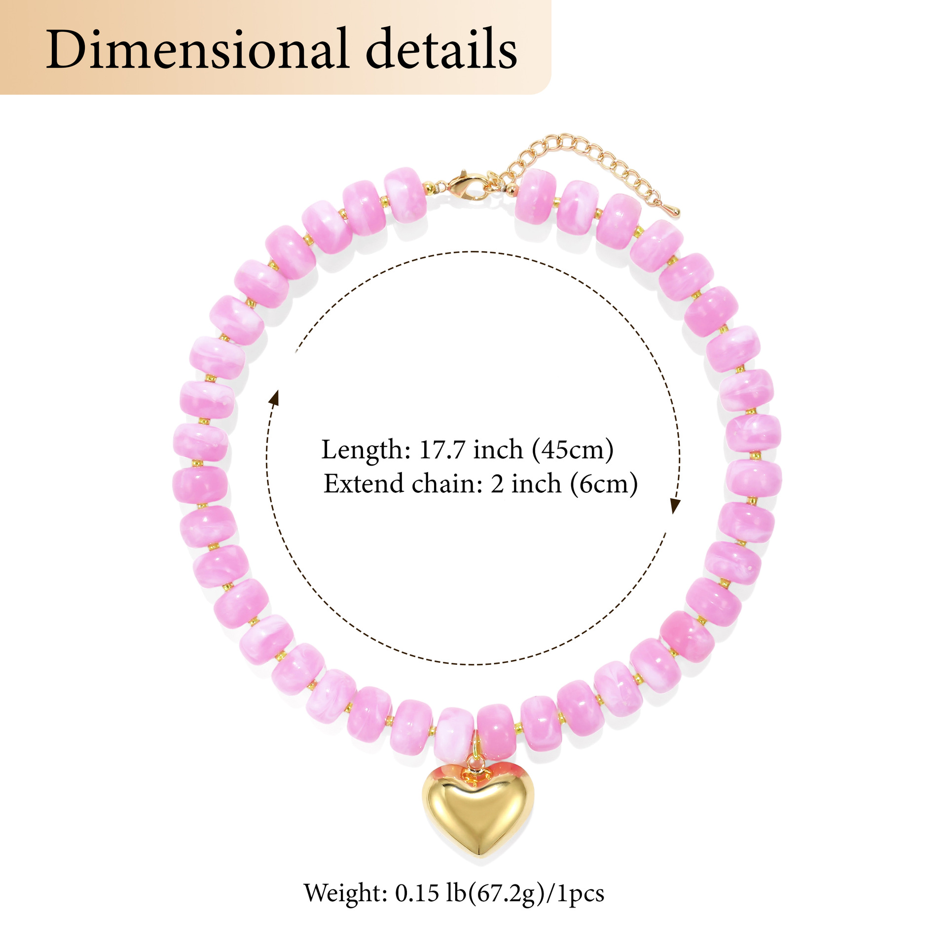 New colorful beaded love necklace fashion trend commuter everyday ladies Joker clavicle chain