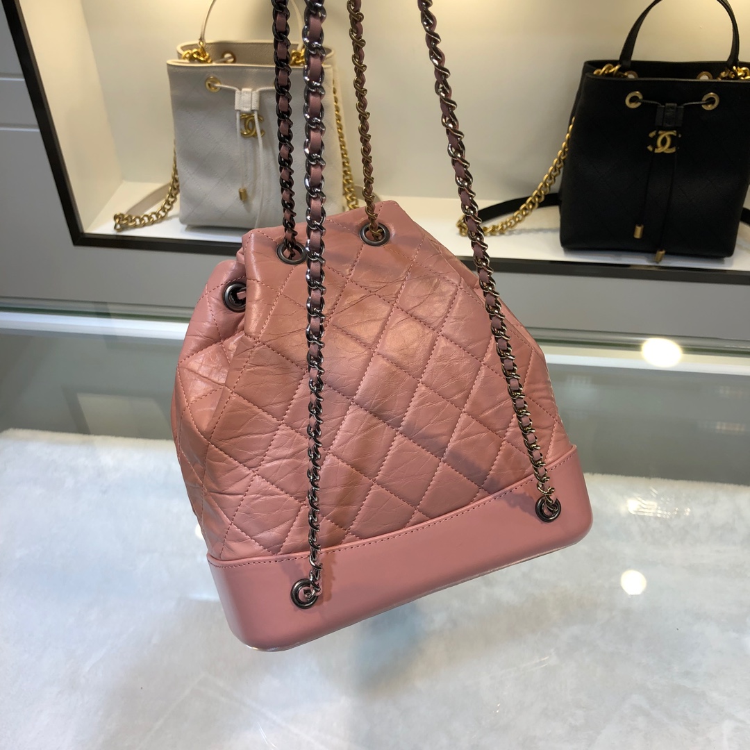 Gabrielle Small Quilted Aged Calfskin Backpack in Pink - Mocuir