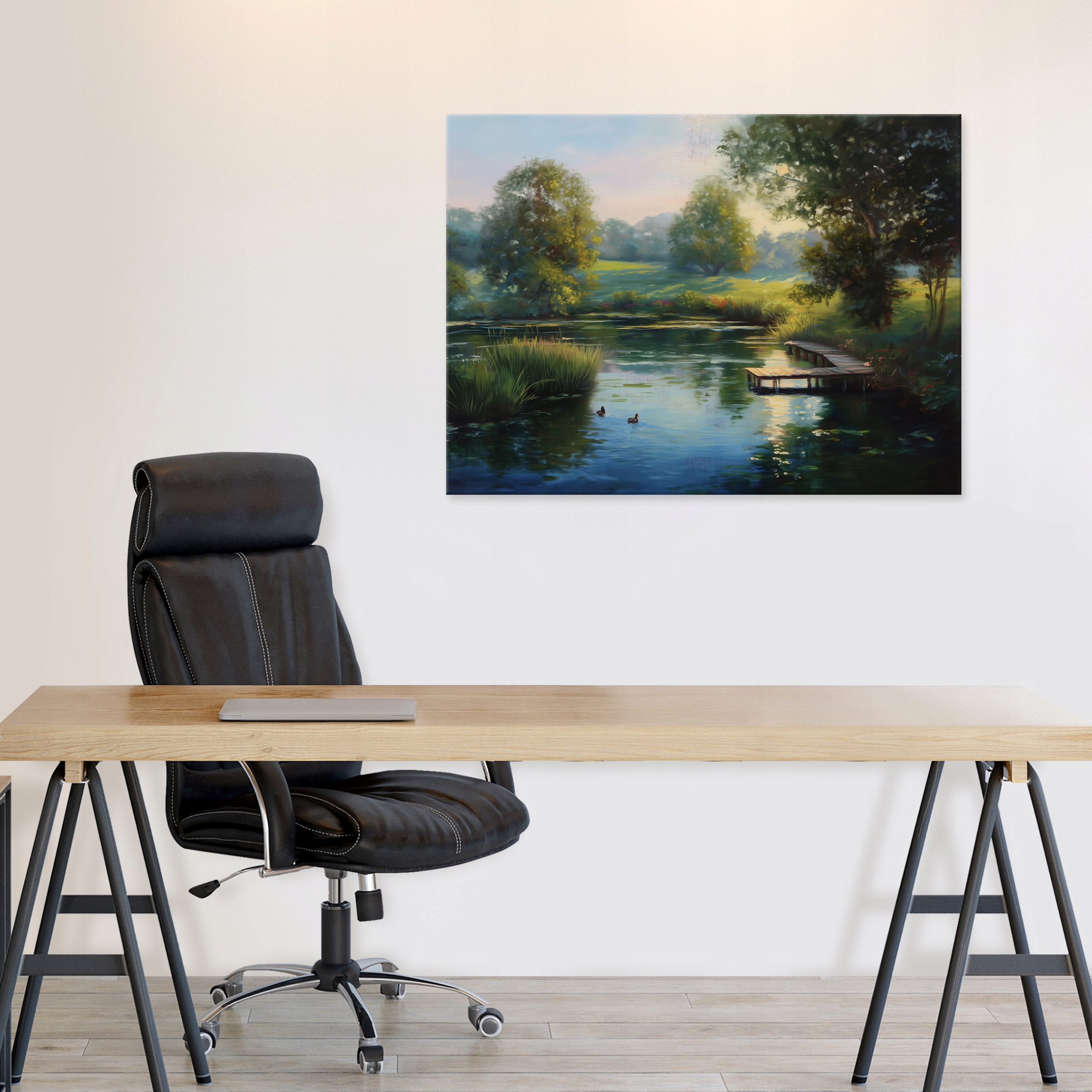 Painting of a forest, lake, nature, and trees for the bedroom, living room, or kitchen on canvas, 40x30