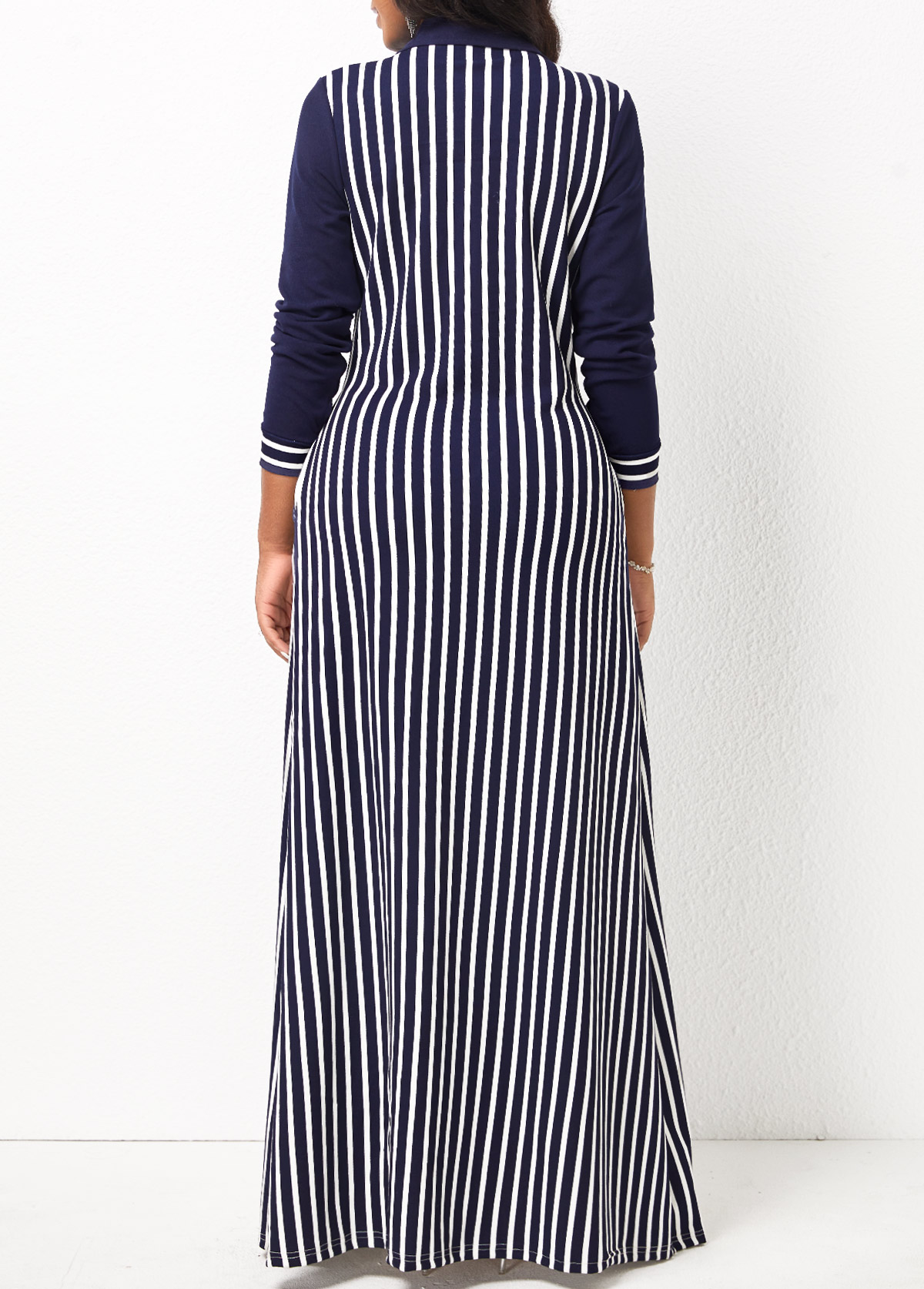 Striped Pocket H Shape Maxi Dress