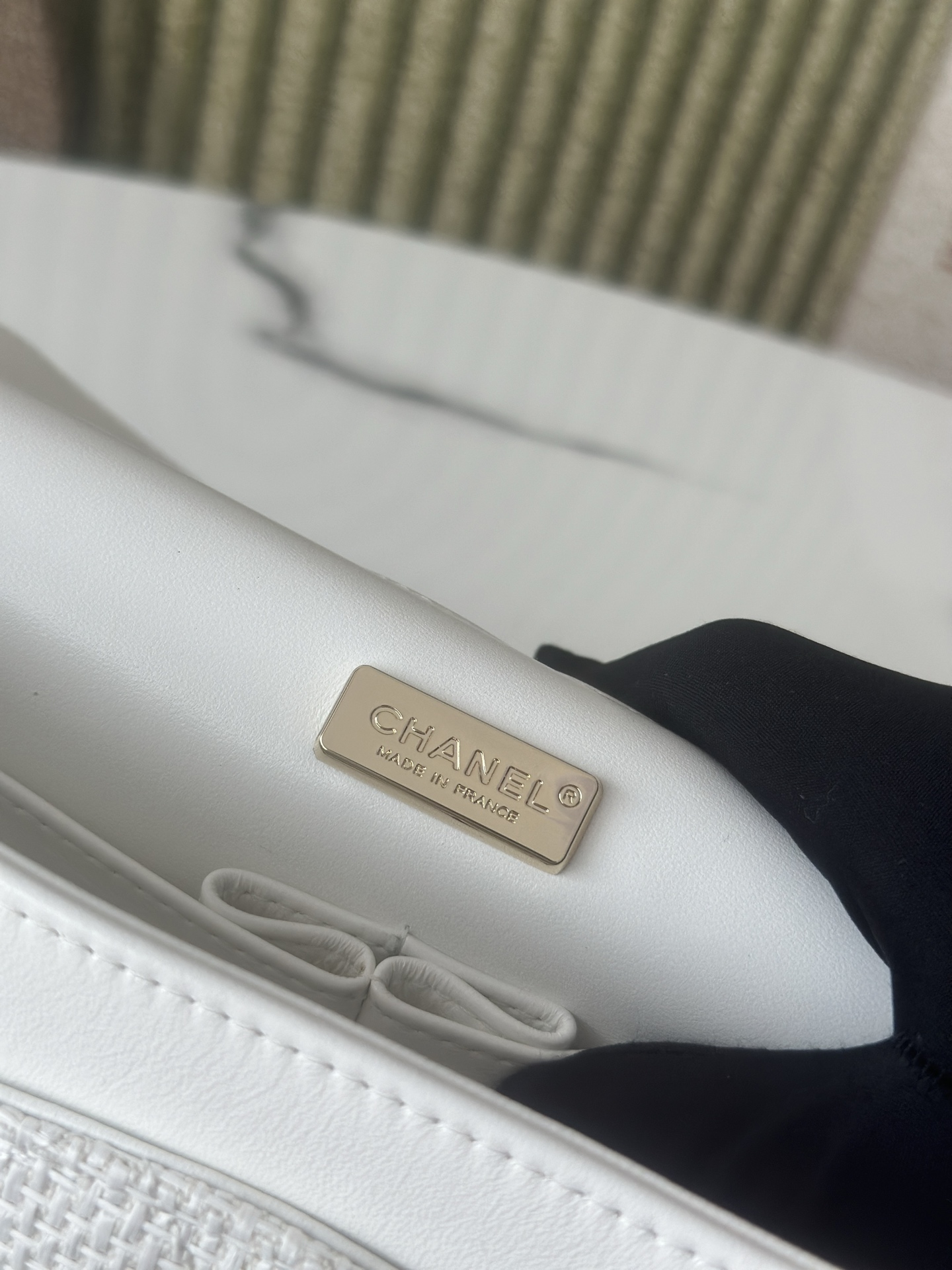 Classic Double Flap Bag in White Tweed with Light Gold Hardware (Model A01112  A69900) - Mocuir