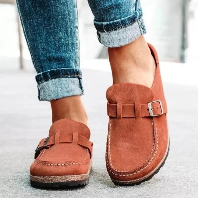 Women Casual Comfy Leather Slip On Sandals