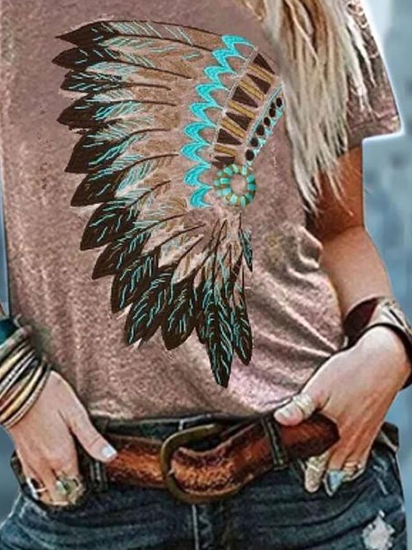 Vintage Western Indian Print T-Shirt