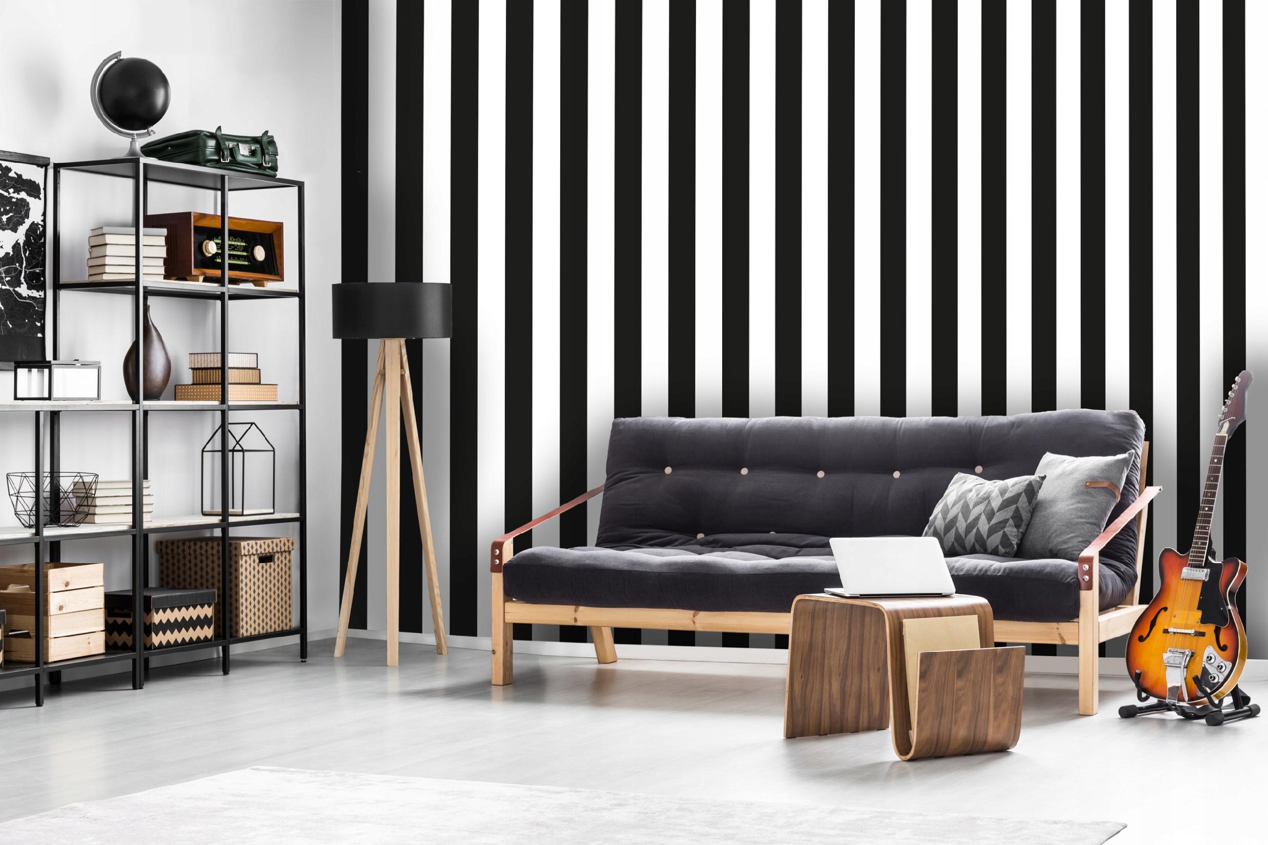 Wallpaper black and white stripes wallpaper roll 10m