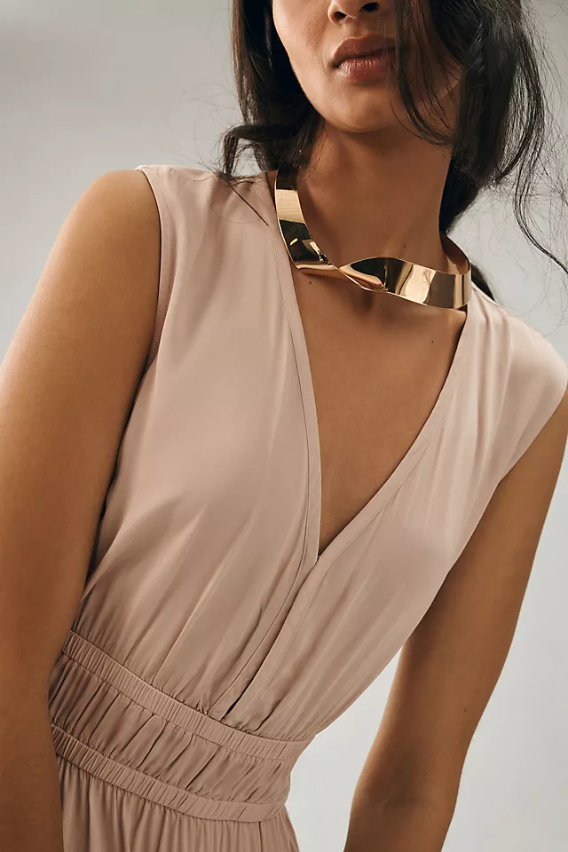 Premium Sleeveless Deep-V Dress LOTUS FLOWER