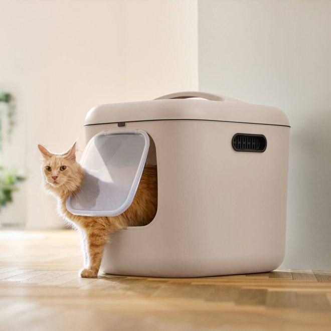 Rotho MyPet Biala Kattetoalett med tak XL Cappuccino