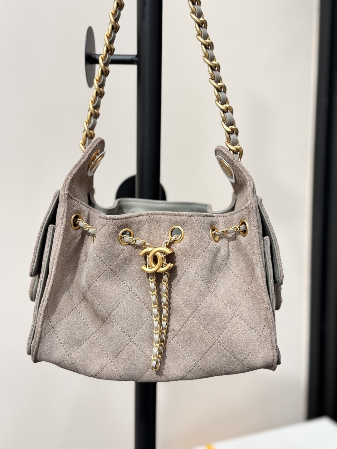 25Bag Mini Drawstring Bag（Gray Brown） - Mocuir