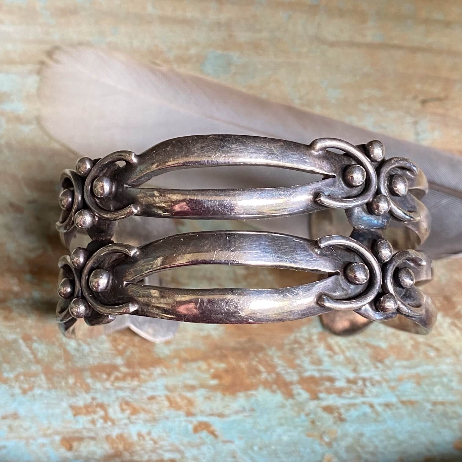 Vintage Cuff Bracelet 950 Fine Silver Taxco Mexico