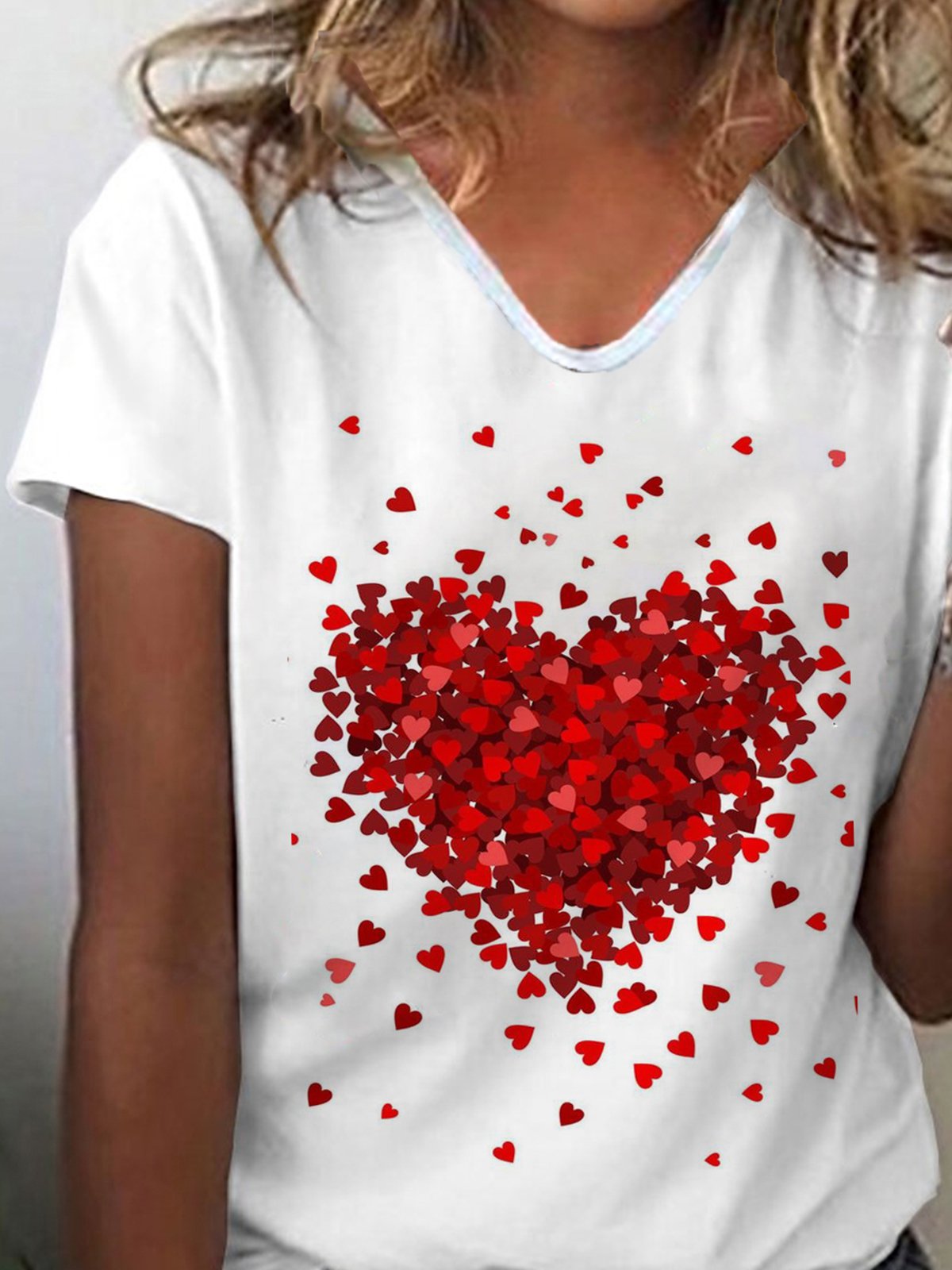 Love V Neck Casual Loosen Shirts & Tops