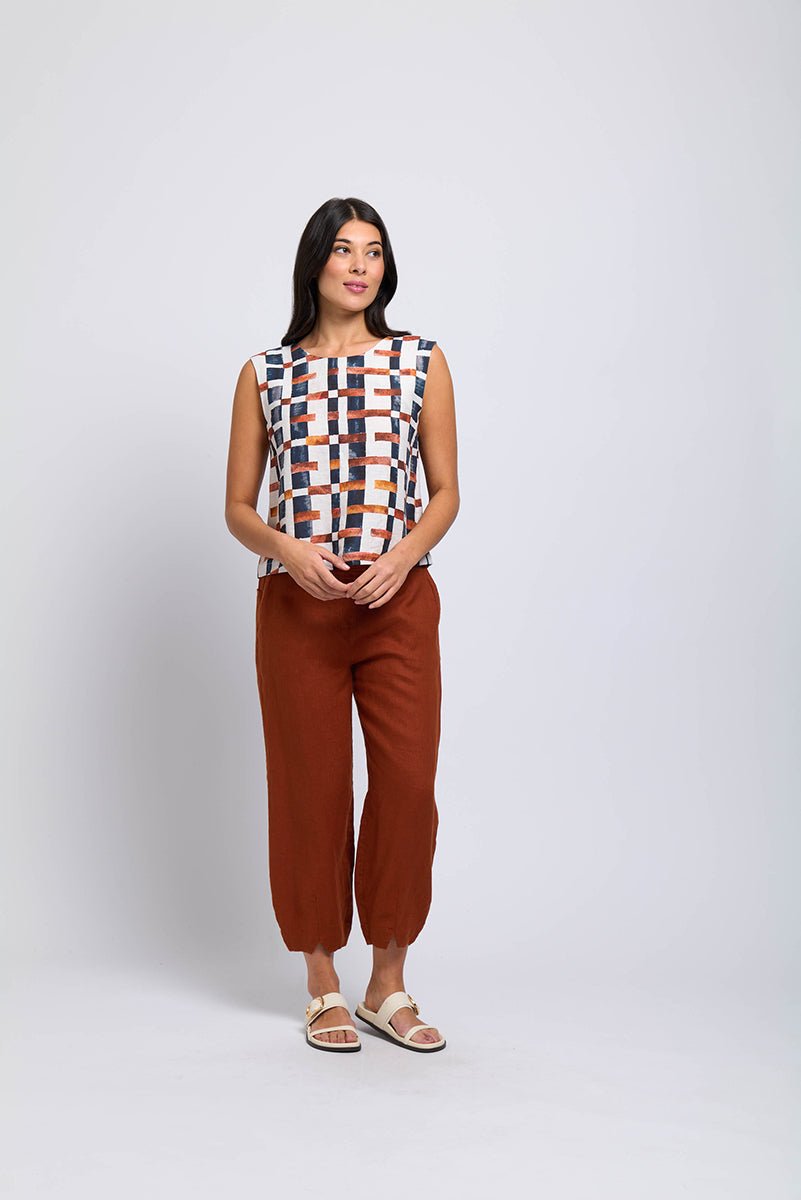 Linen Crop Pant with Comfort Waist‌