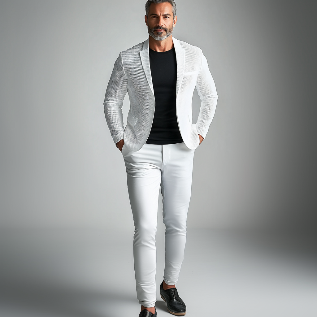 Men's Hollow Out Lapel Collar Button Solid Long Sleeve Blazer