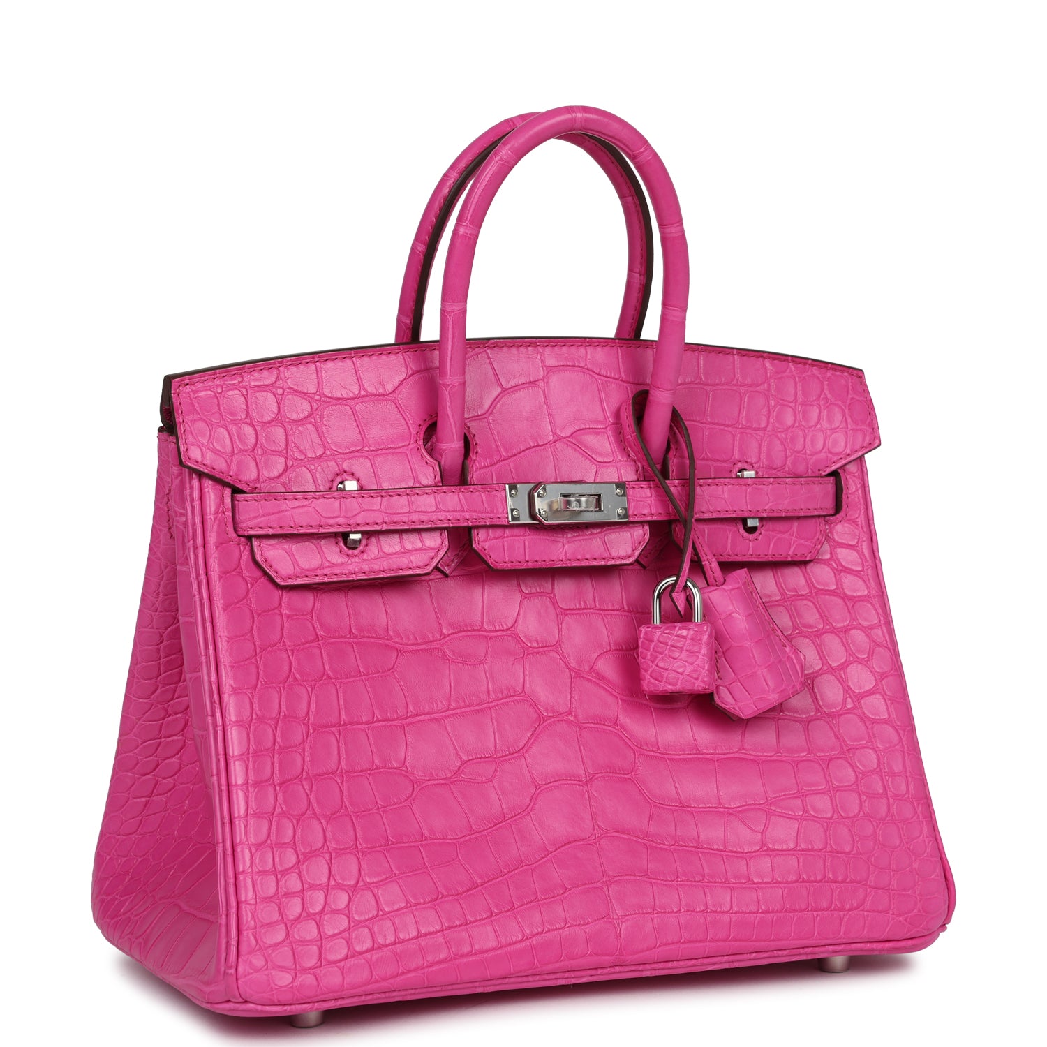 Birkin 25 Rose Shocking Matte Alligator Palladium Hardware