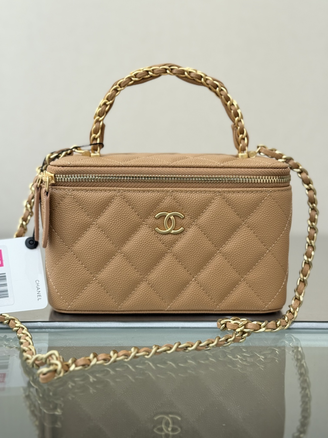 Vanity Case with Handle（Caramel） - Mocuir