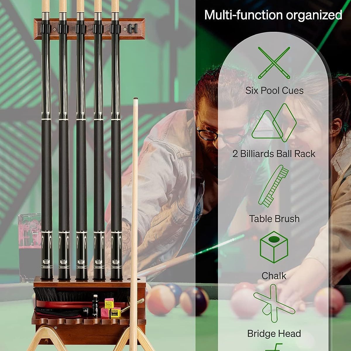 Wooden billiard storage rack wall-mounted billiard cue finishing rack billiard supplies storage rack