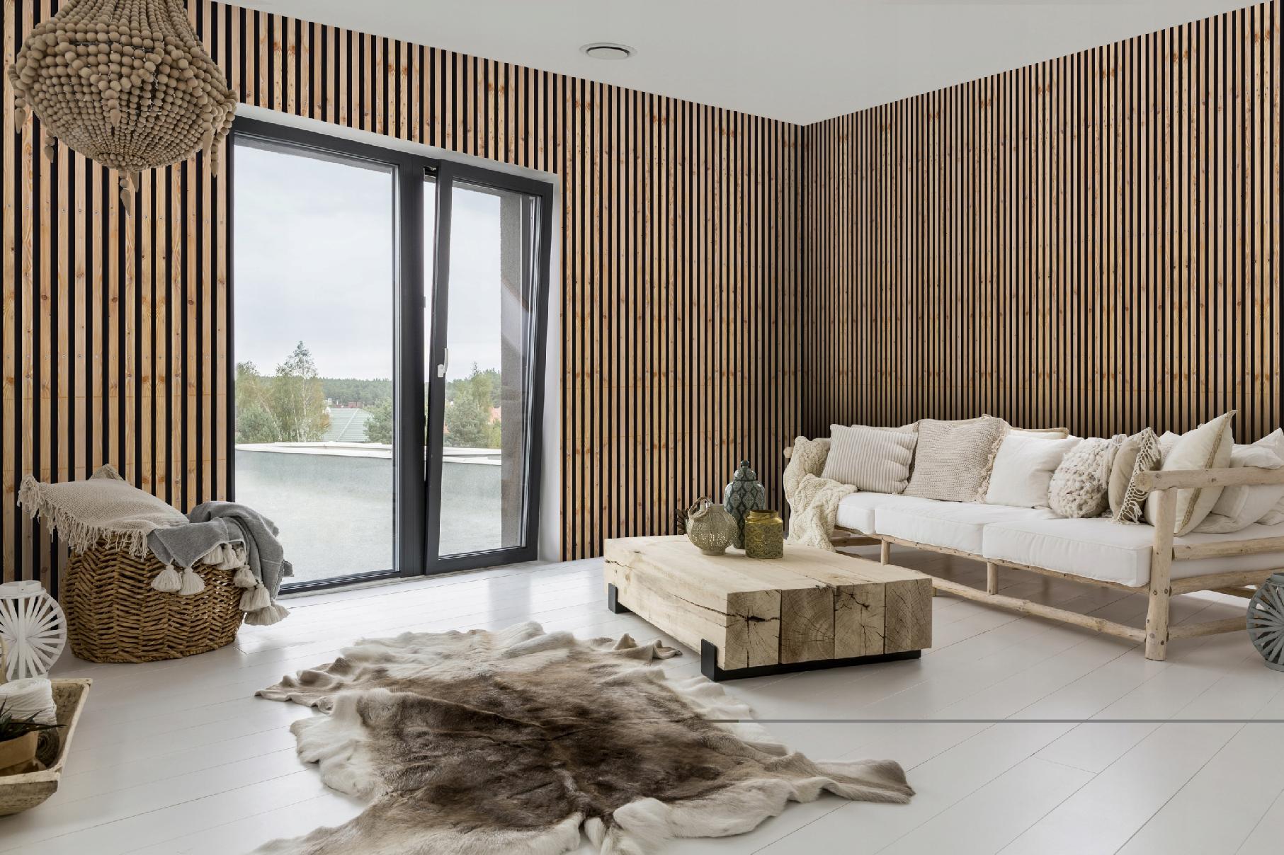 3D wood plank wallpaper, faux slats, wallpaper, 10 m