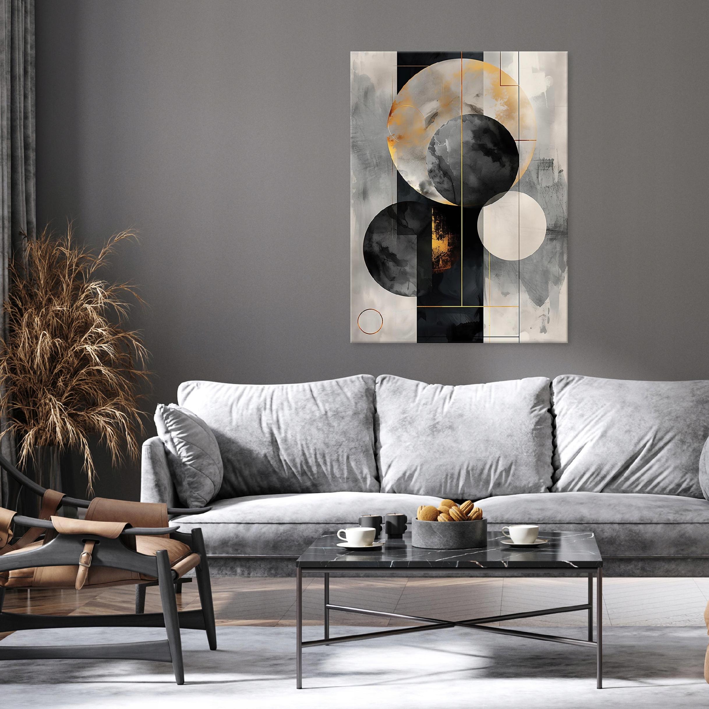 Art Deco abstract gold painting on canvas for bedroom or living room wall, 40x30
