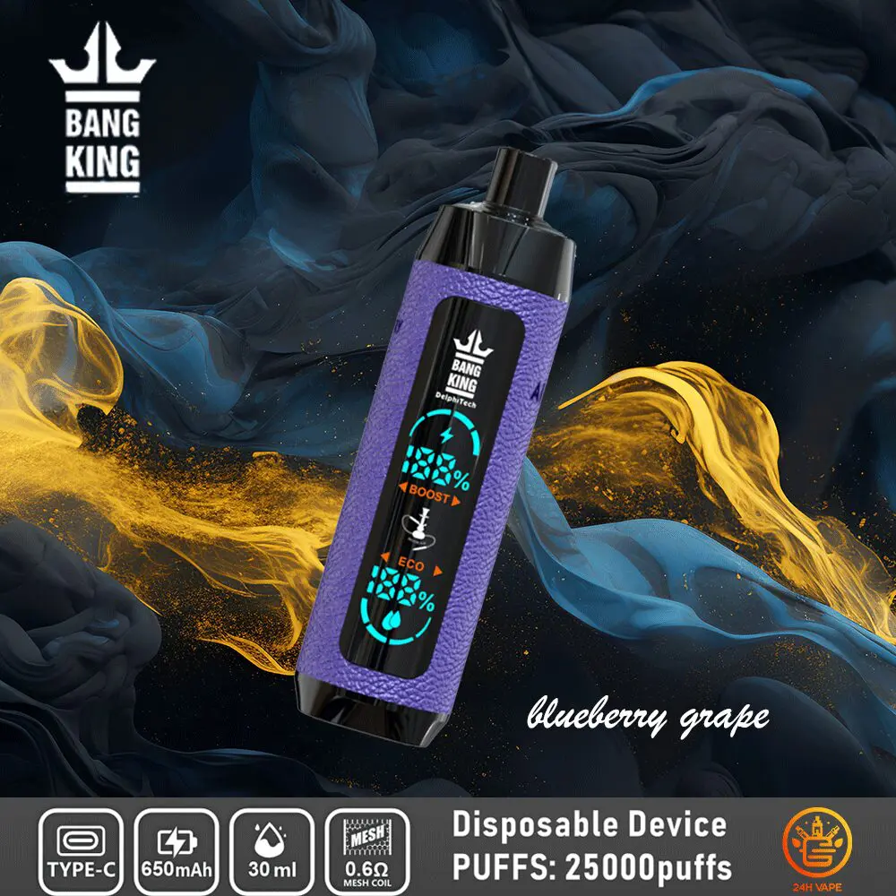 （3 pieces）Bang King Shisha 25000 25K Puffs Newest LED Display Leather Disposable Vape Pen