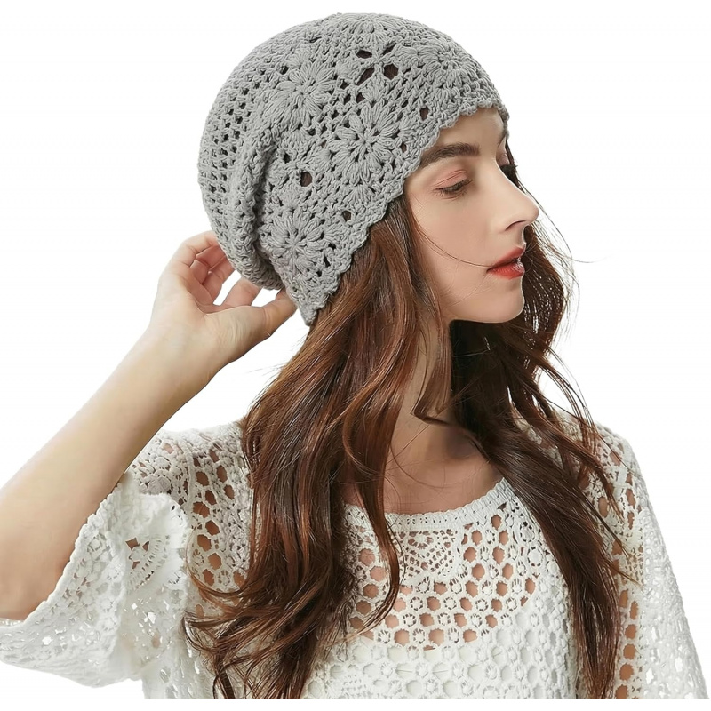 Women's Cotton Crochet Slouchy Beanie Hat