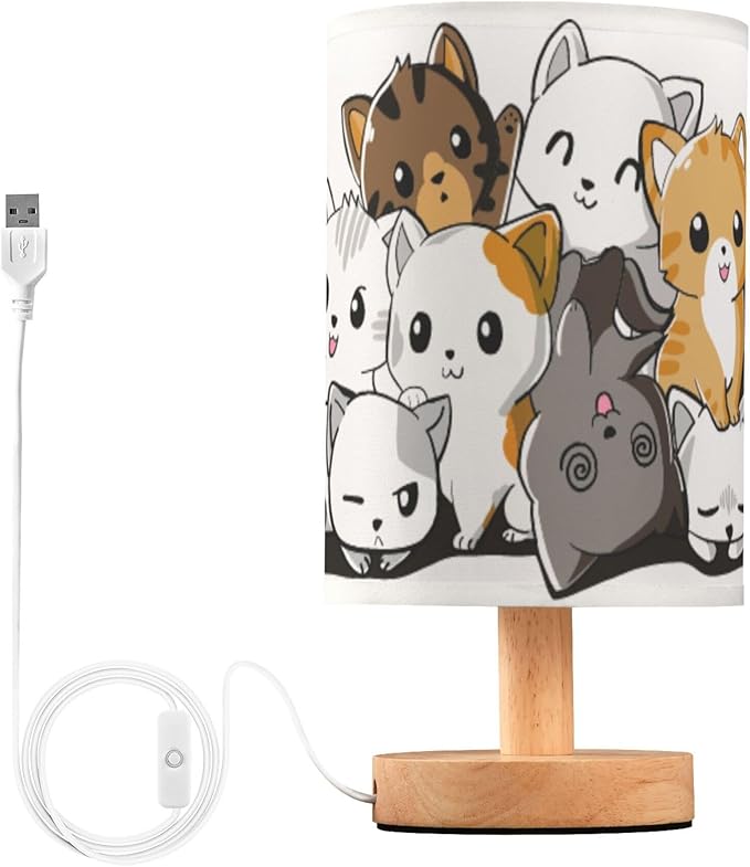 Table Lamp Cute Cartoon Cat Kitten Kitty Nightstand Lamp