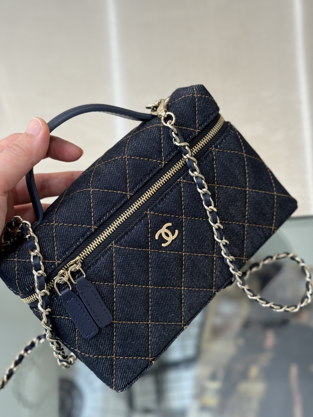 Small Vanity Case in Denim - Mocuir