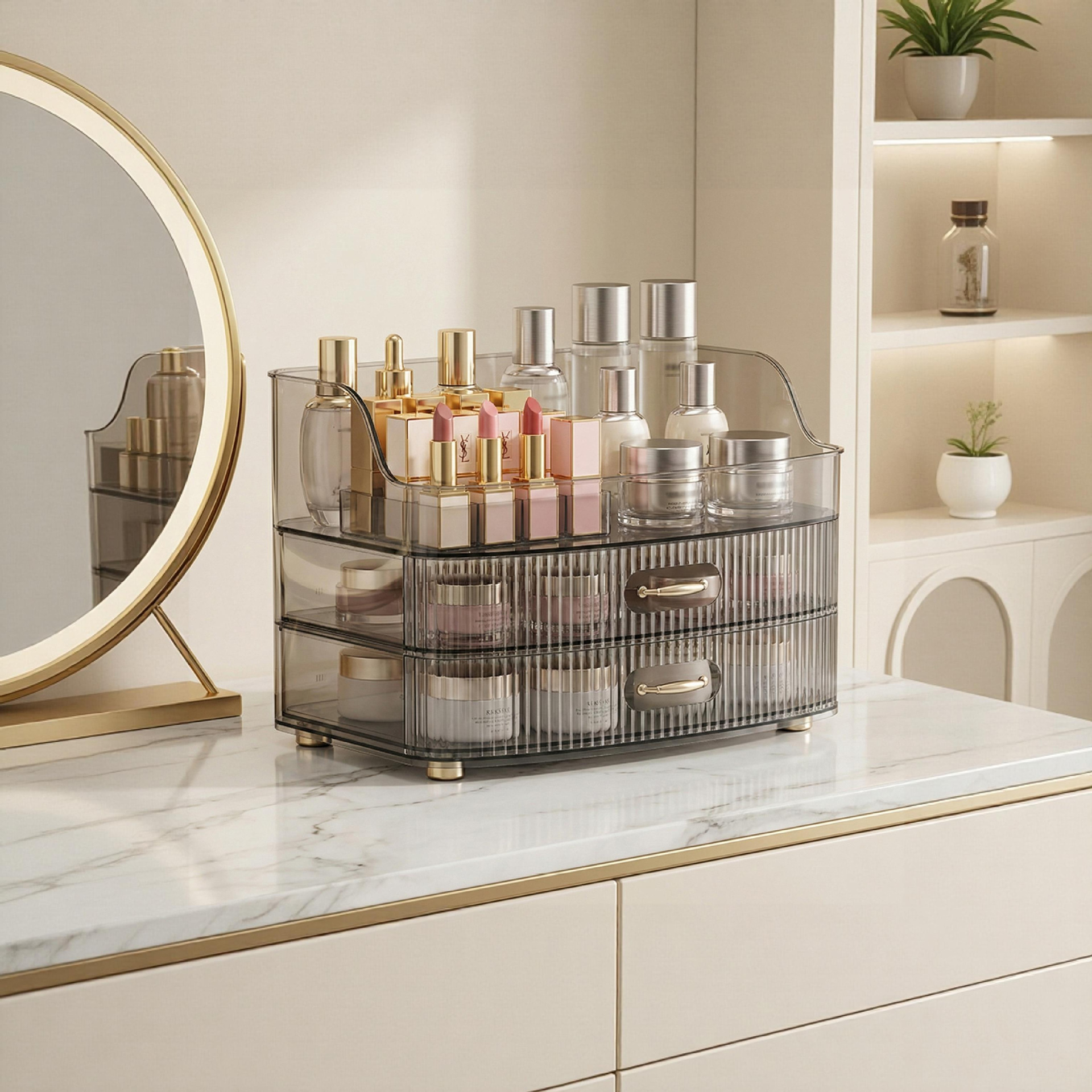 New cosmetic storage box advanced desktop skin care lipstick brush frame finishing box dresser shelf